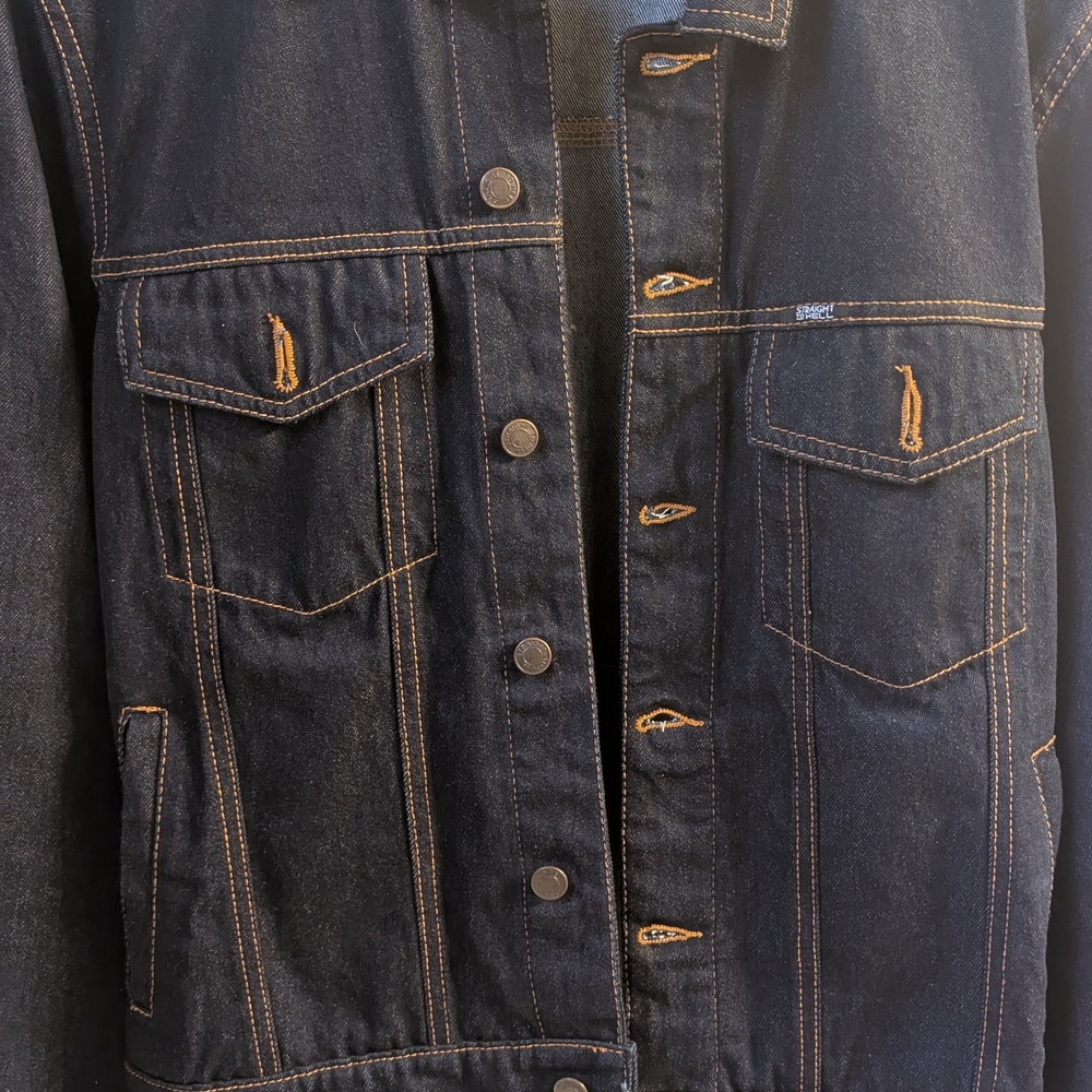 Dark Denim Jacket with Contrast Stitching